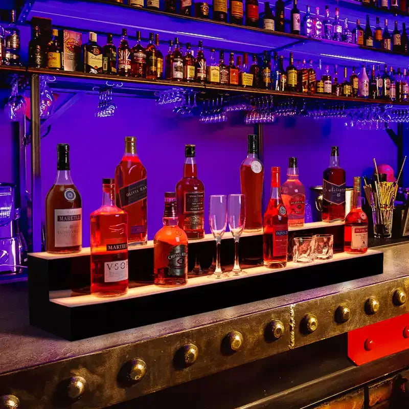 Garvee LED Display Shelf, Bar Shelves with Remote and App Control for Restaurants, Party, Black