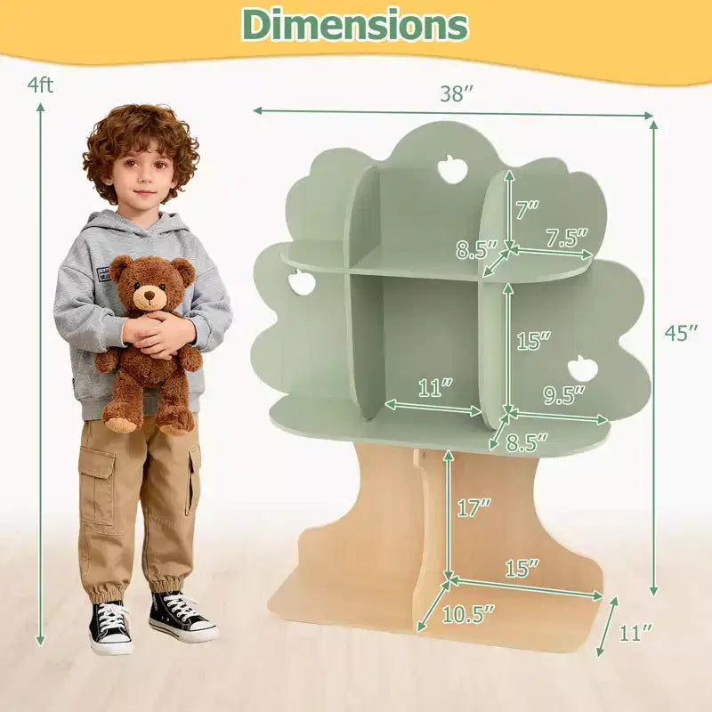 Costway 45 Kids Tree Bookshelf with Open Shelves for Reading Nook, Nursery, Classroom