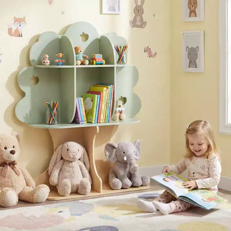 Costway 45 Kids Tree Bookshelf with Open Shelves for Reading Nook, Nursery, Classroom