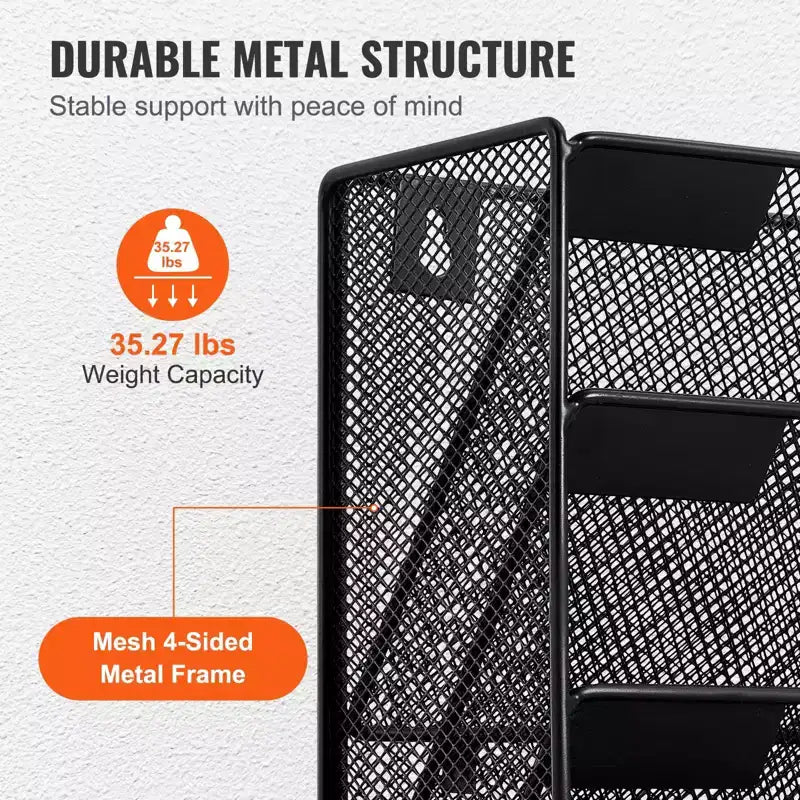 16-Pocket Mesh Wall Mounted File Organizer for Office and Home - Metal Document Rack