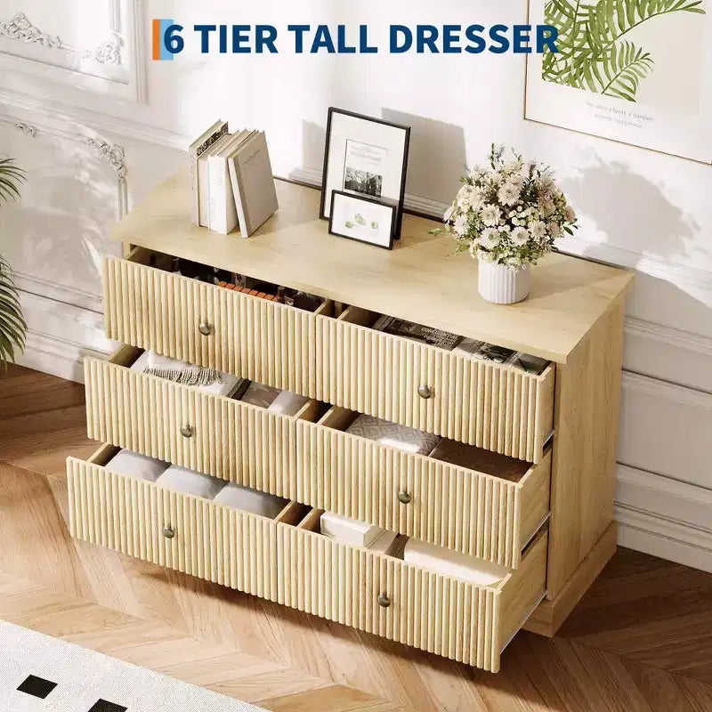 6 Dresser for Bedroom, 47 in Wide Drawer Dresser with Storage Freestanding
