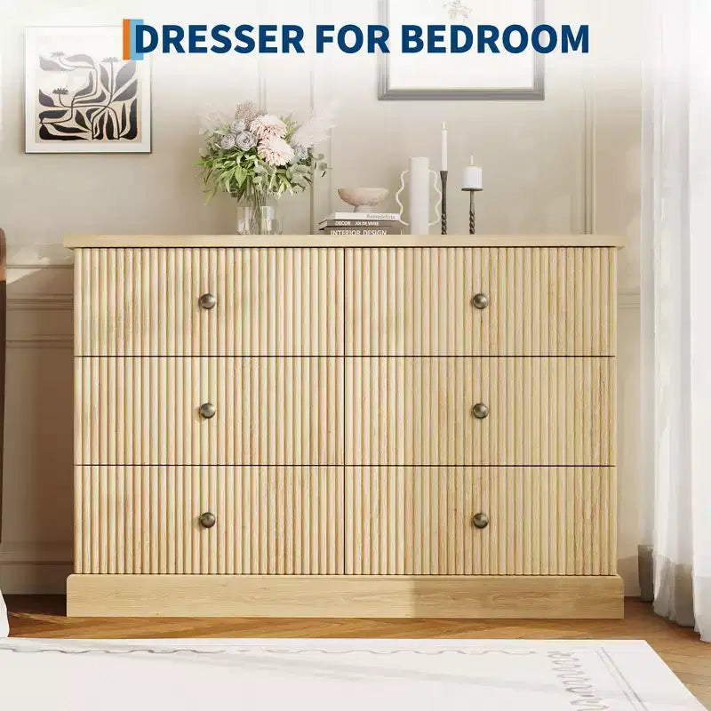 6 Dresser for Bedroom, 47 in Wide Drawer Dresser with Storage Freestanding