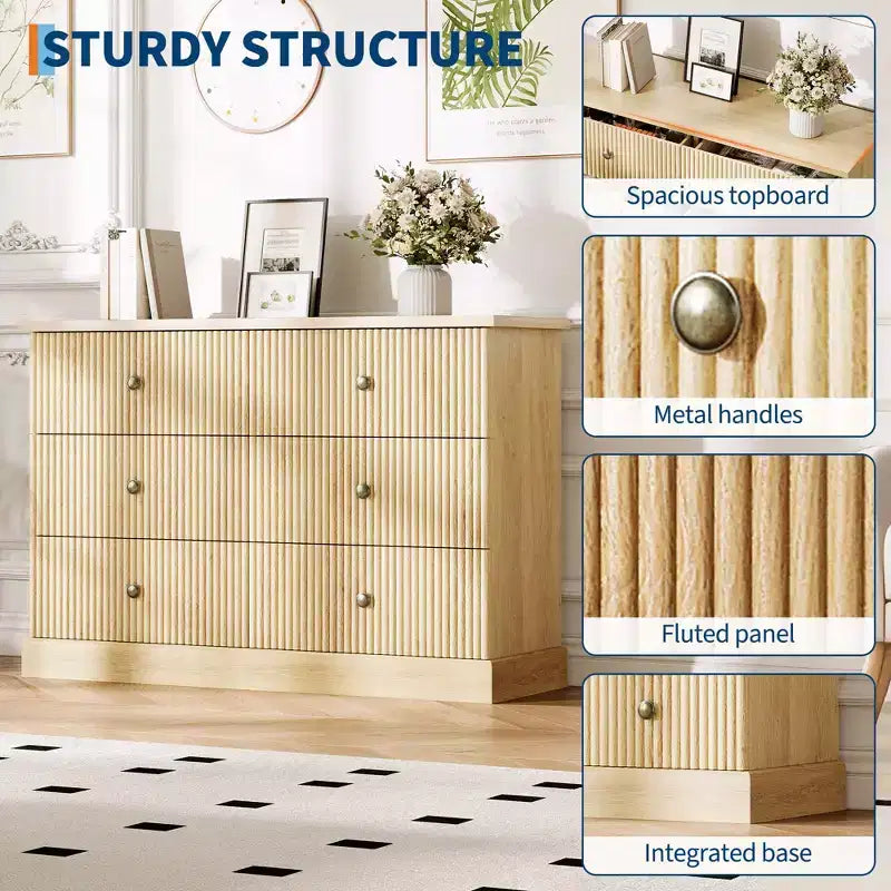 6 Dresser for Bedroom, 47 in Wide Drawer Dresser with Storage Freestanding