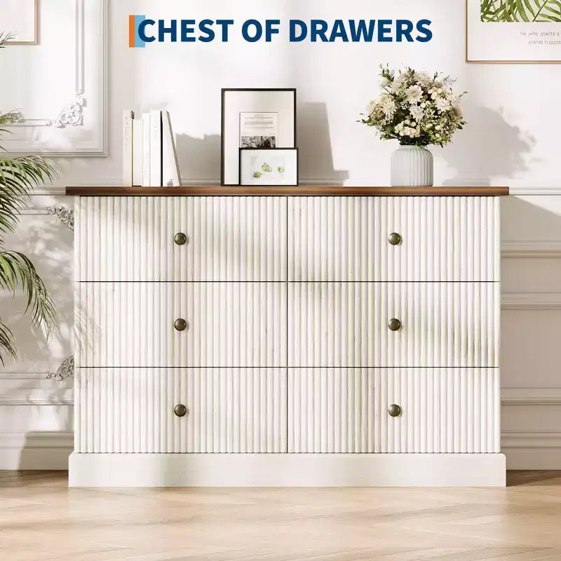 6 Dresser for Bedroom, 47 in Wide Drawer Dresser with Storage Freestanding