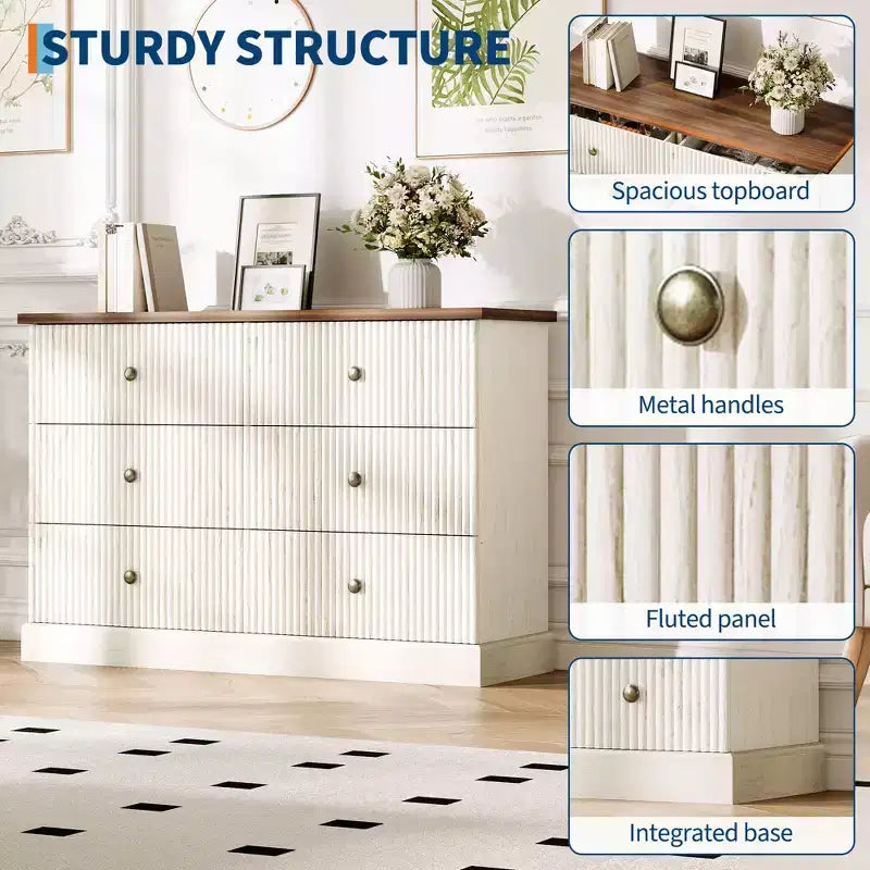 6 Dresser for Bedroom, 47 in Wide Drawer Dresser with Storage Freestanding