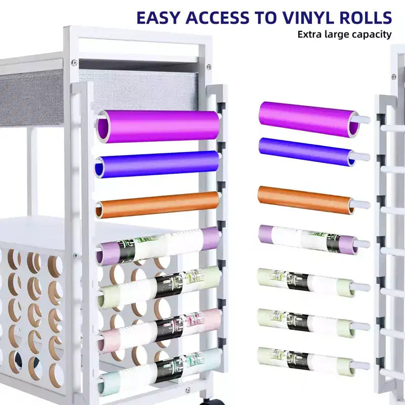Craft Organizers and Storage Cart, Vinyl Roll Storage and Organization Holder, Spacious Design, for Craft Room