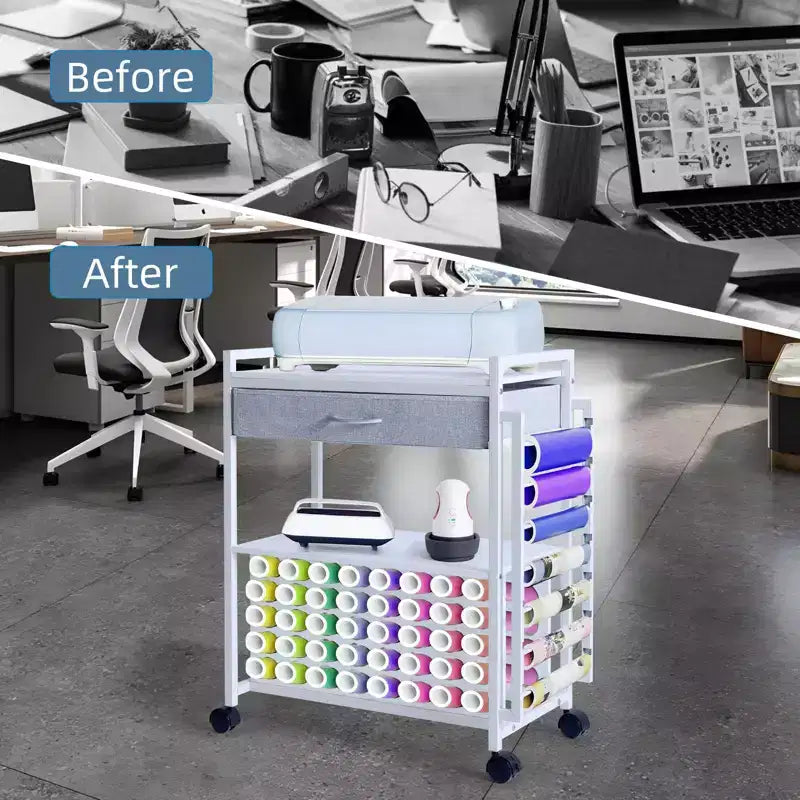 Craft Organizers and Storage Cart, Vinyl Roll Storage and Organization Holder, Spacious Design, for Craft Room