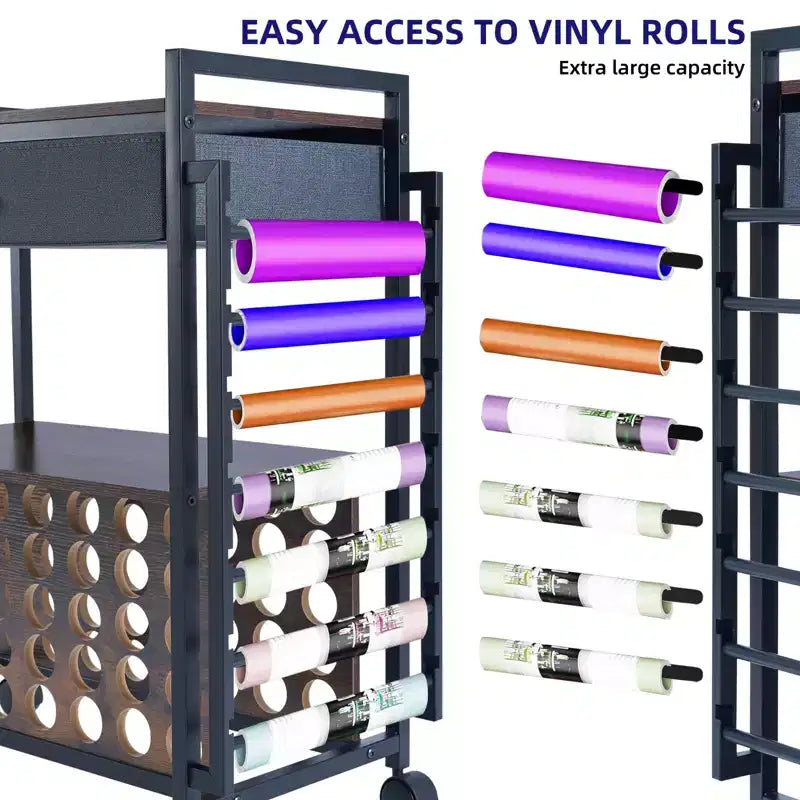 Craft Organizers and Storage Cart, Vinyl Roll Storage and Organization Holder, Spacious Design, for Craft Room