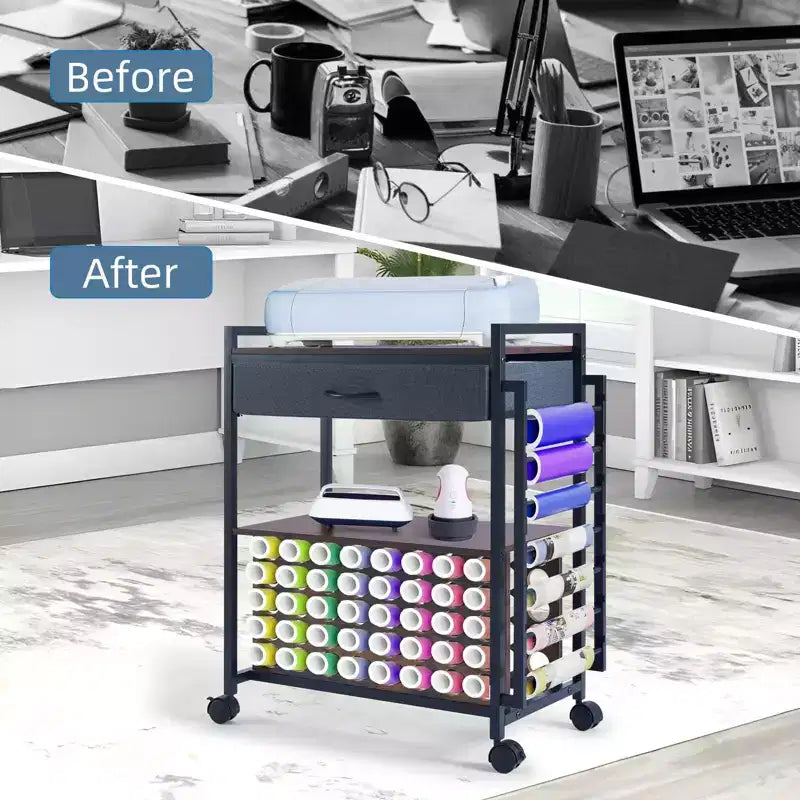 Craft Organizers and Storage Cart, Vinyl Roll Storage and Organization Holder, Spacious Design, for Craft Room