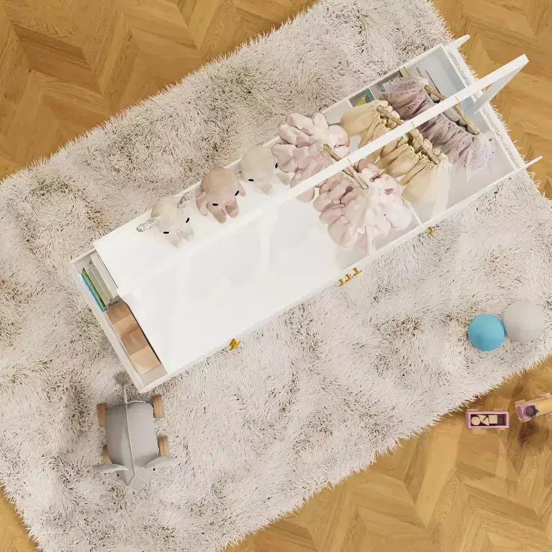 Modern Table Dresser,Baby Dressing Table with 3 extra deep Drawers and Storage Shelves and Hangers