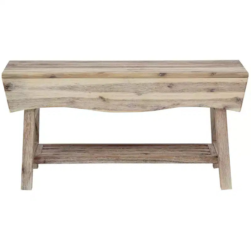 eHemco Solid Hardwood Bench with Storage Shelf and 4 Panels, 36x15.25x17.3 Inches, White Washed Finish