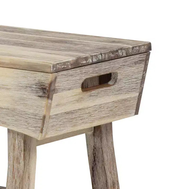 eHemco Solid Hardwood Bench with Storage Shelf and 4 Panels, 36x15.25x17.3 Inches, White Washed Finish
