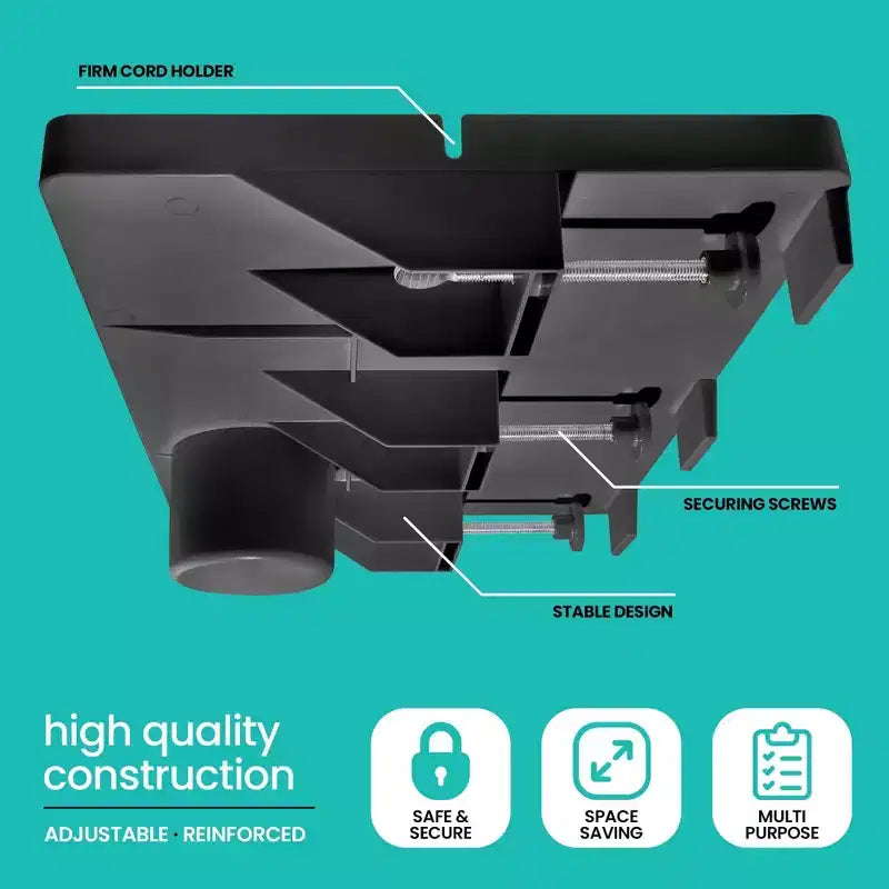 Modern Innovations Large Bedside Shelf 10 Pack Black Clip On Nightstand with Cup and Cord Holder for College Dorm Bunk Bed Top Bunk