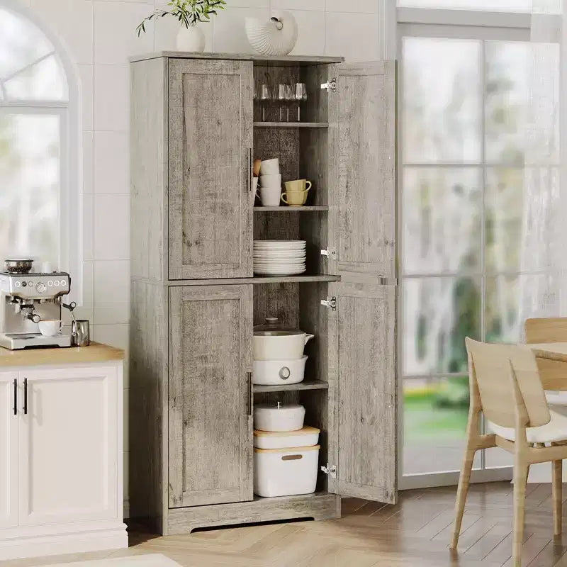 70 Tall Modern Kitchen Pantry Cabinet, Freestanding Storage Cupboard with 4 Doors & 3 Adjustable Shelves, Versatile Cabinet for Kitchen, Bathroom