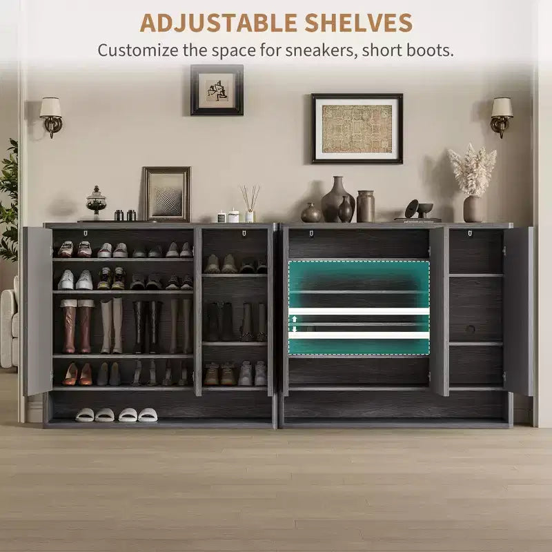 Acekool 46 Shoe Cabinet with Fluted Door Adjustable Shelves for Entryway Living Room