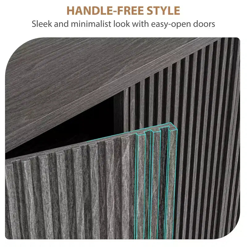 Acekool 46 Shoe Cabinet with Fluted Door Adjustable Shelves for Entryway Living Room