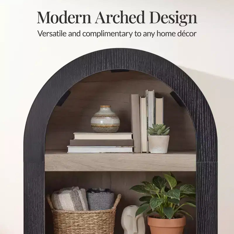 Best Choice Products 72 Tall Narrow Storage Cabinet w/ Adjustable Shelves, 4-Tier Modern Arched Bookcase