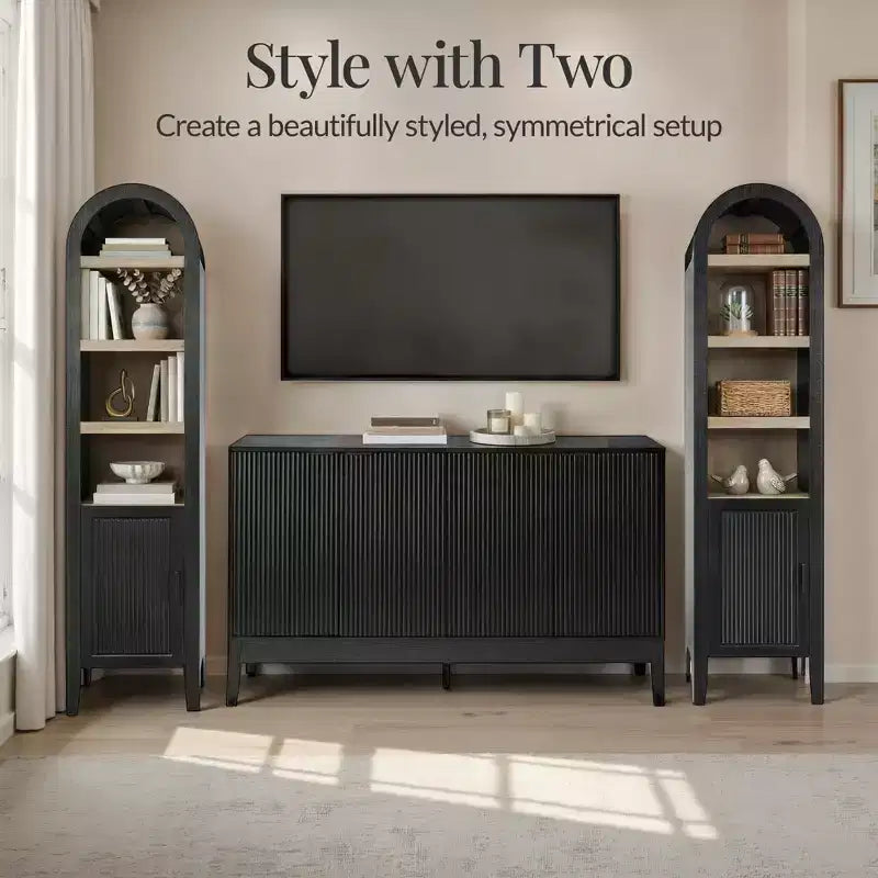 Best Choice Products 72 Tall Narrow Storage Cabinet w/ Adjustable Shelves, 4-Tier Modern Arched Bookcase