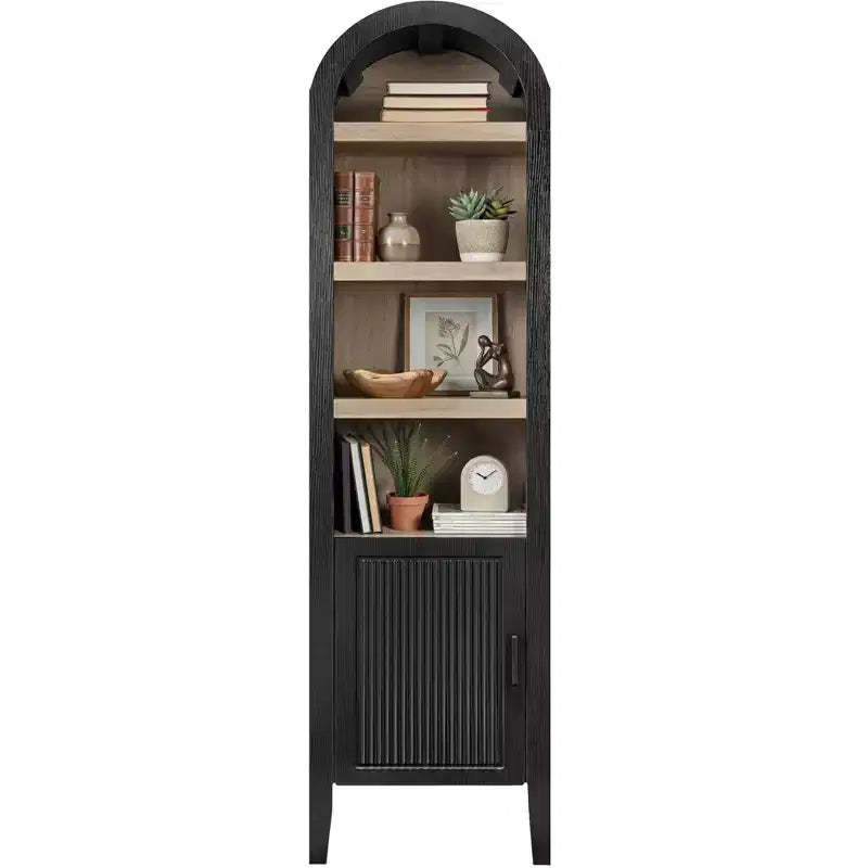 Best Choice Products 72 Tall Narrow Storage Cabinet w/ Adjustable Shelves, 4-Tier Modern Arched Bookcase