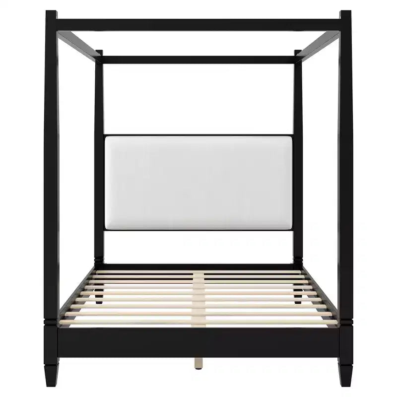 Polibi Canopy Platform Bed with Upholstered Headboard