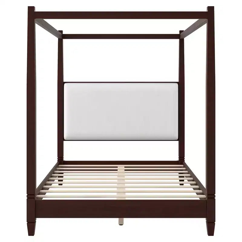 Polibi Canopy Platform Bed with Upholstered Headboard