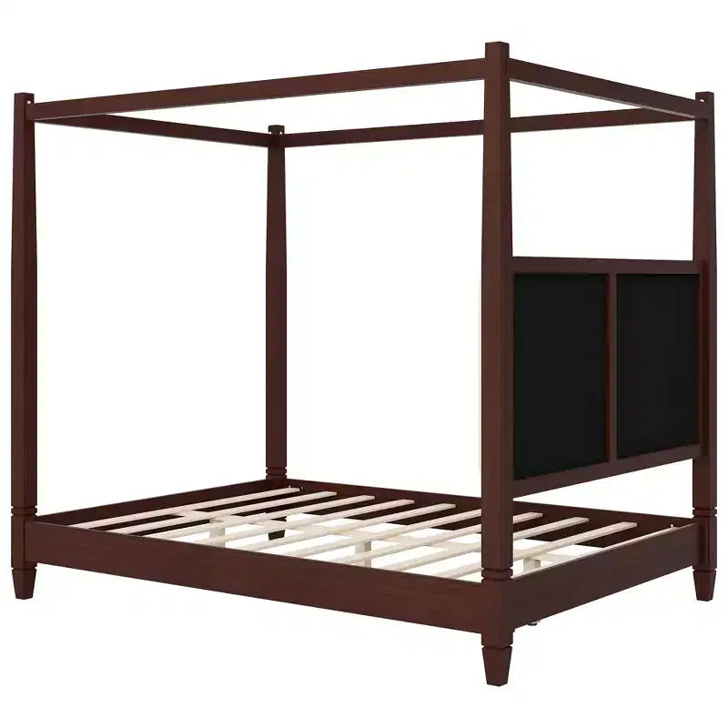 Polibi Canopy Platform Bed with Upholstered Headboard
