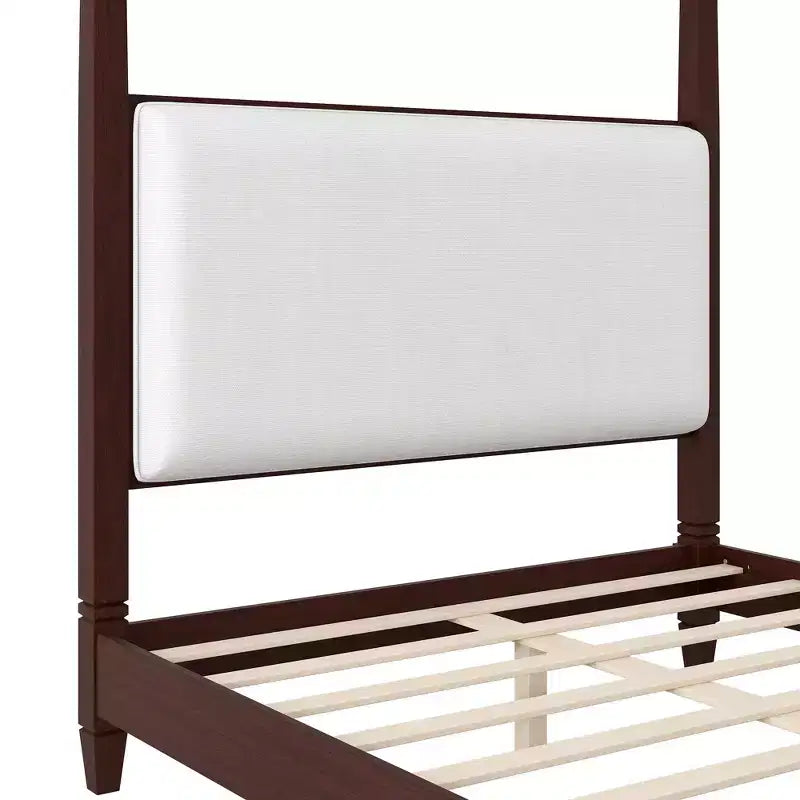 Polibi Canopy Platform Bed with Upholstered Headboard