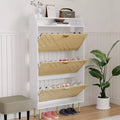 Space Saving Narrow Slim Shoe Cabinet, 3 Flip Drawers Freestanding Hidden Shoe Rack Organizer, Wood Grain Farmhouse Furniture for Entryway Hallway
