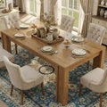 GustoWave 71 Dining Table for 6-8, Farmhouse Rectangular Kitchen Table with Wide H-Legs, Thick Top, Natural Wood Finish