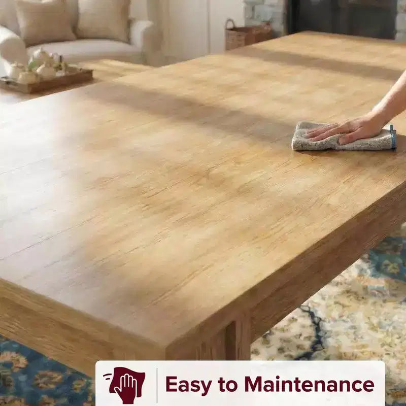 GustoWave 71 Dining Table for 6-8, Farmhouse Rectangular Kitchen Table with Wide H-Legs, Thick Top, Natural Wood Finish
