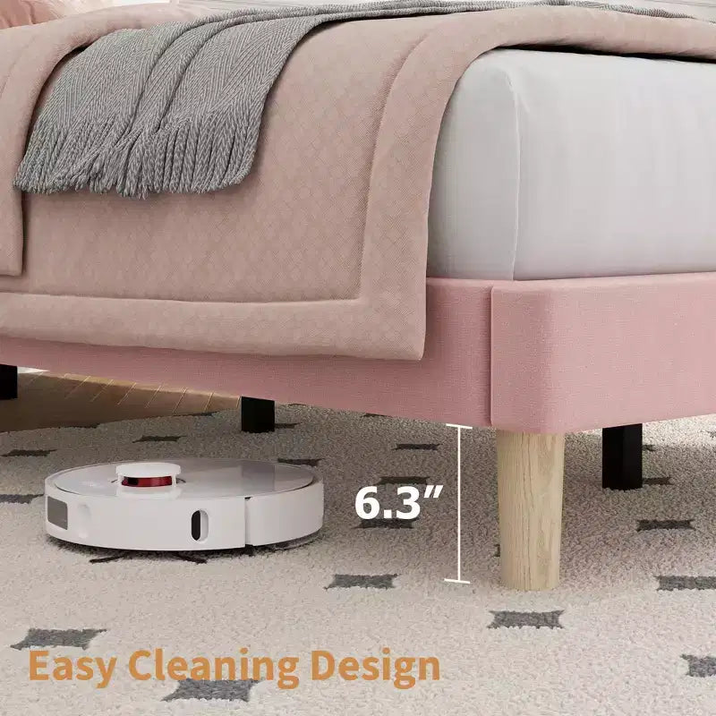 Bed Frame with Adjustable Headboard, Height Adjustable, No Box Spring Needed, Easy Assembly, Wooden Slats