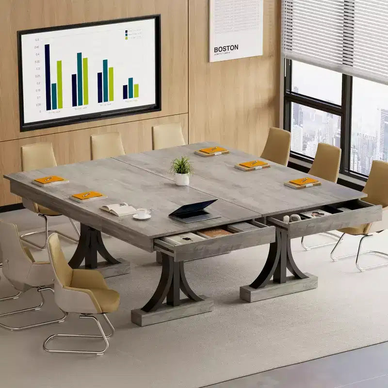 71 Large Dining Table for 6-8, Wood Rectangular Kitchen Table with 2 Drawers & Sturdy Metal Frame, 6ft Dinner Table for Dining Room & Kitchen