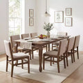 Christopher Knight Home Elio 9 Piece Contemporary Rubberwood Upholstered Dining Set with Expandable Dining Table