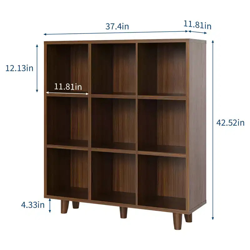 9-Tier Mid-Century Bookshelf, Crisscross Cube Storage with Anti-Tip Kit, Retro Organizer for Living Room, Home Office