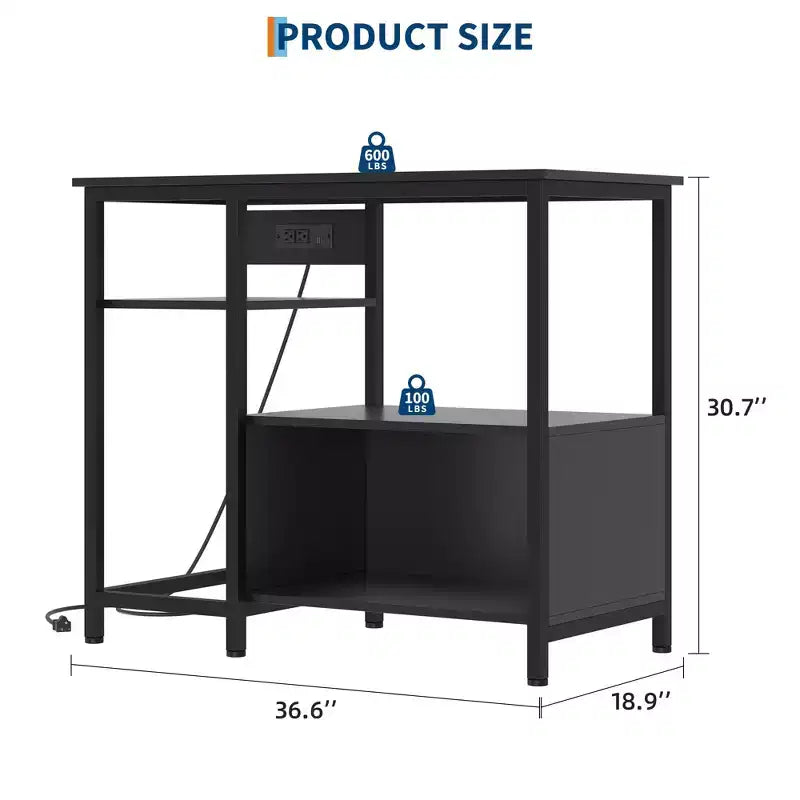 Garvee Fish Tank Stand with Cabinet - 40-50 Gallon Aquarium Stand with Power Outlets, Heavy Duty Metal and Wood Construction, Open Storage Shelves