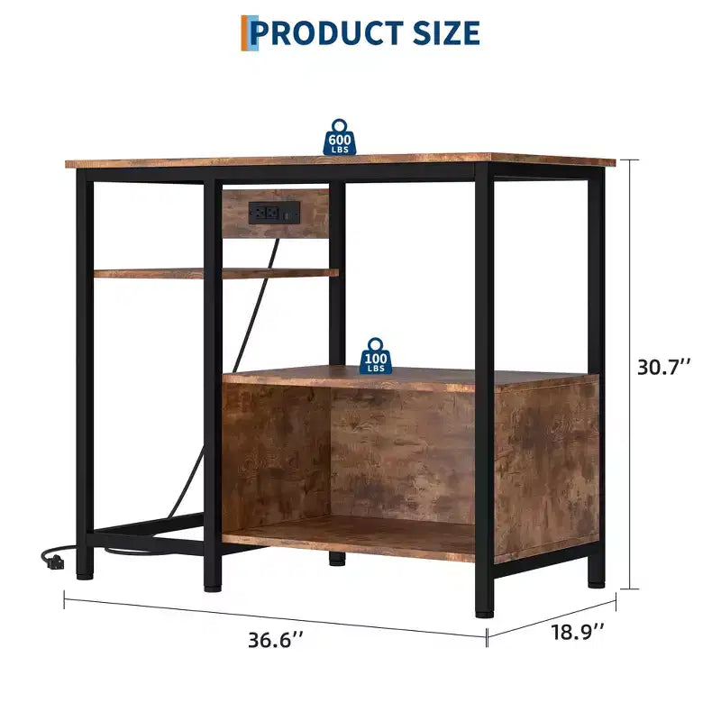 Garvee Fish Tank Stand with Cabinet - 40-50 Gallon Aquarium Stand with Power Outlets, Heavy Duty Metal and Wood Construction, Open Storage Shelves