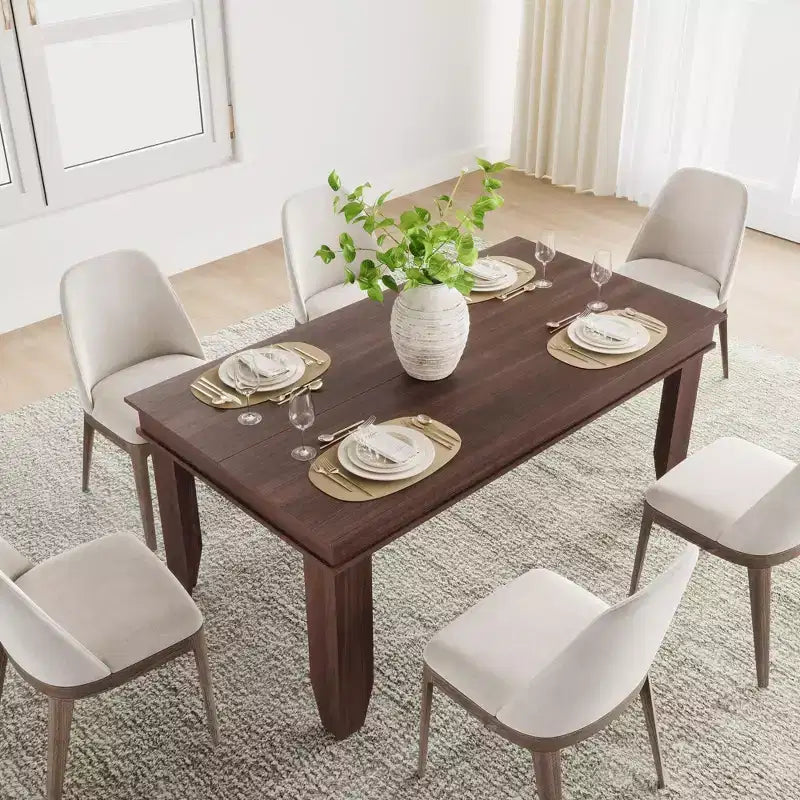 63 Farmhouse Dining Table for 4-6 People, Rectangular Wood Kitchen Table with Sturdy Wooden Frame, Large Dinner Table for Dining Room and Apartment