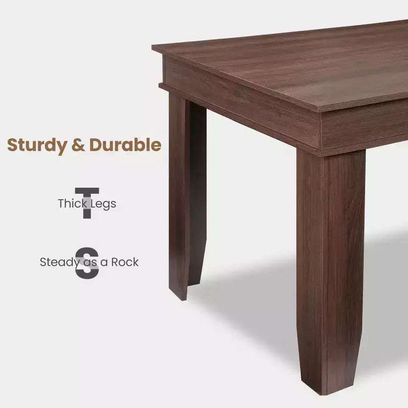 63 Farmhouse Dining Table for 4-6 People, Rectangular Wood Kitchen Table with Sturdy Wooden Frame, Large Dinner Table for Dining Room and Apartment