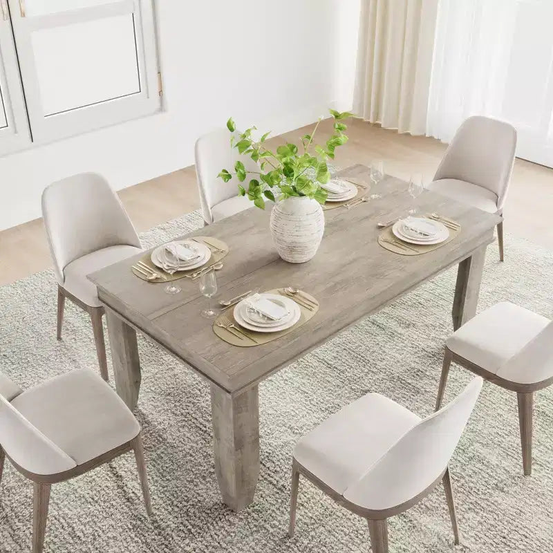 63 Farmhouse Dining Table for 4-6 People, Rectangular Wood Kitchen Table with Sturdy Wooden Frame, Large Dinner Table for Dining Room and Apartment