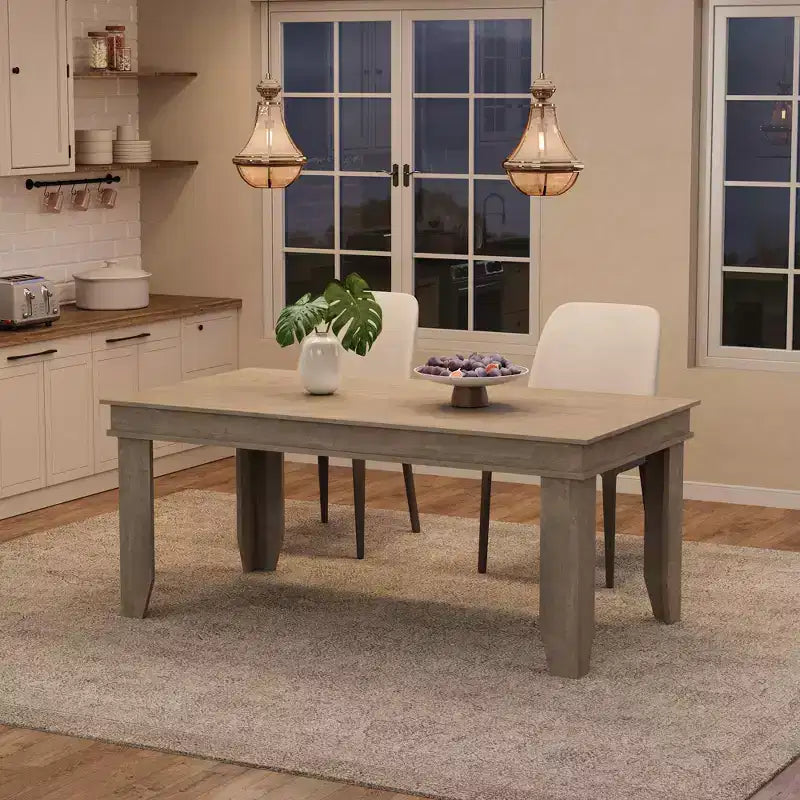 63 Farmhouse Dining Table for 4-6 People, Rectangular Wood Kitchen Table with Sturdy Wooden Frame, Large Dinner Table for Dining Room and Apartment