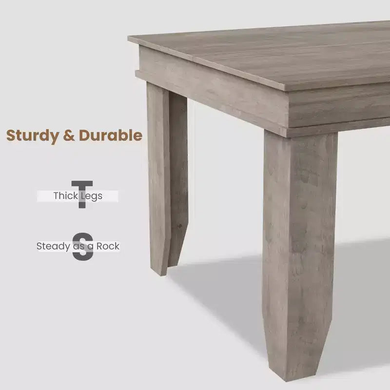 63 Farmhouse Dining Table for 4-6 People, Rectangular Wood Kitchen Table with Sturdy Wooden Frame, Large Dinner Table for Dining Room and Apartment