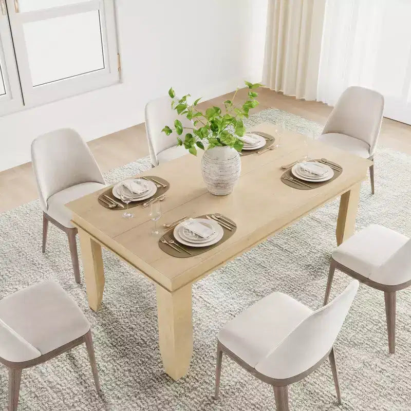 63 Farmhouse Dining Table for 4-6 People, Rectangular Wood Kitchen Table with Sturdy Wooden Frame, Large Dinner Table for Dining Room and Apartment