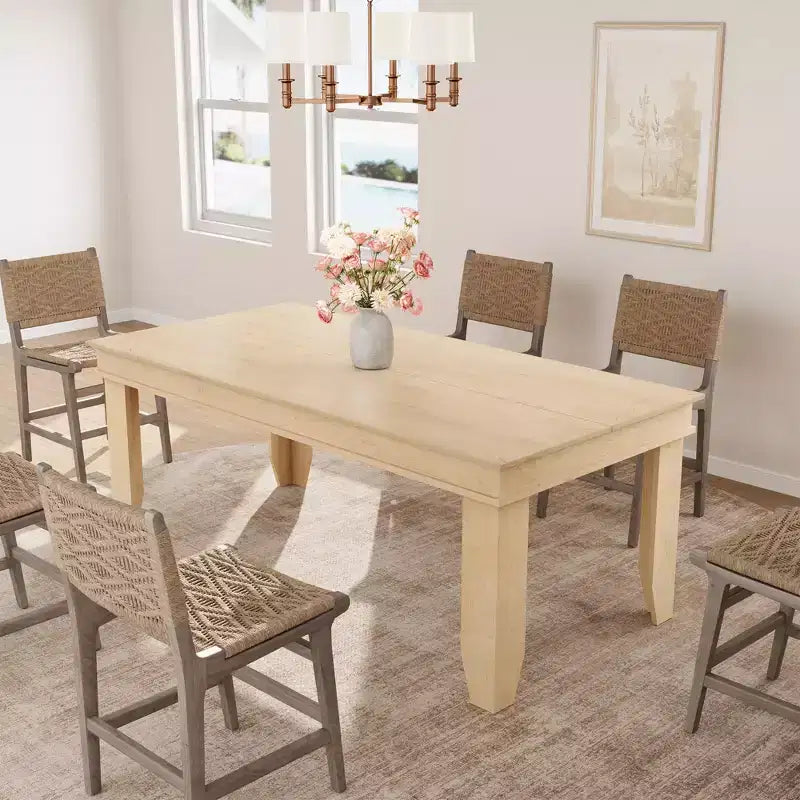 63 Farmhouse Dining Table for 4-6 People, Rectangular Wood Kitchen Table with Sturdy Wooden Frame, Large Dinner Table for Dining Room and Apartment
