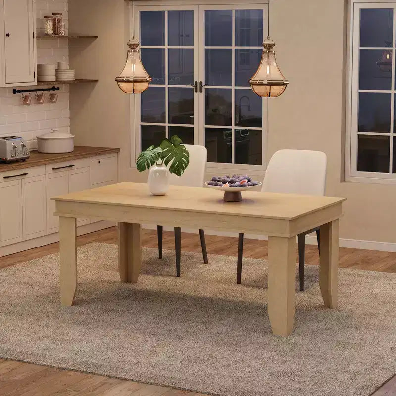 63 Farmhouse Dining Table for 4-6 People, Rectangular Wood Kitchen Table with Sturdy Wooden Frame, Large Dinner Table for Dining Room and Apartment