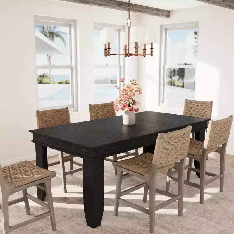 63 Farmhouse Dining Table for 4-6 People, Rectangular Wood Kitchen Table with Sturdy Wooden Frame, Large Dinner Table for Dining Room and Apartment