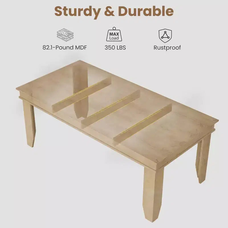 63 Farmhouse Dining Table for 4-6 People, Rectangular Wood Kitchen Table with Sturdy Wooden Frame, Large Dinner Table for Dining Room and Apartment