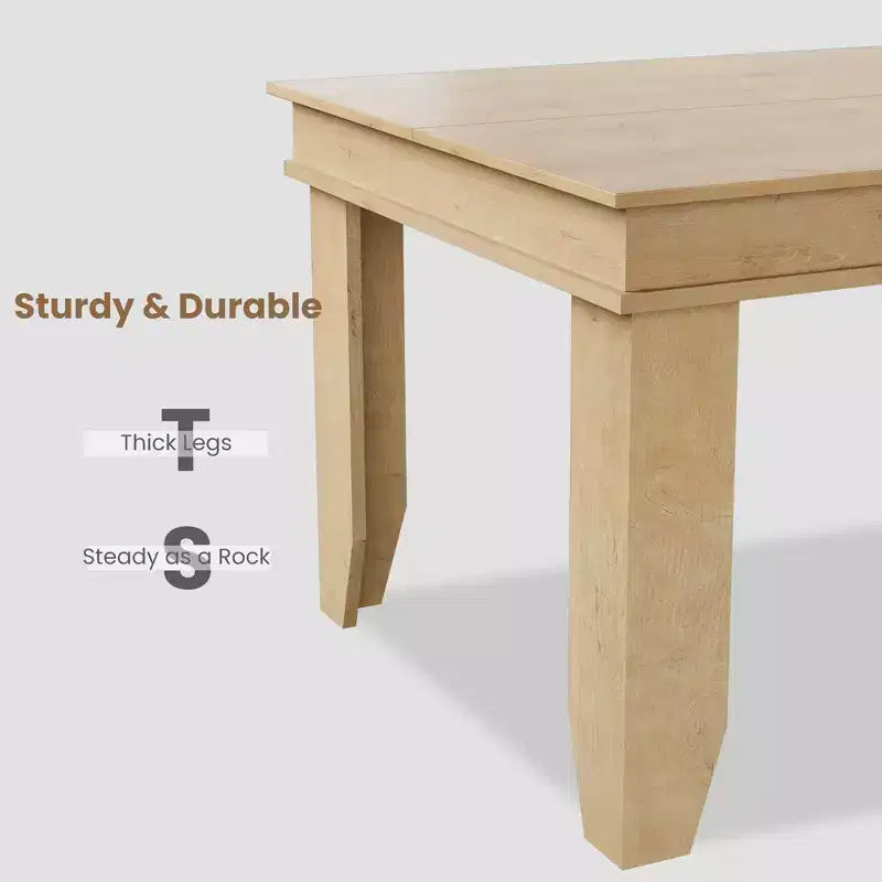 63 Farmhouse Dining Table for 4-6 People, Rectangular Wood Kitchen Table with Sturdy Wooden Frame, Large Dinner Table for Dining Room and Apartment