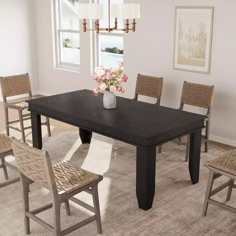 63 Farmhouse Dining Table for 4-6 People, Rectangular Wood Kitchen Table with Sturdy Wooden Frame, Large Dinner Table for Dining Room and Apartment