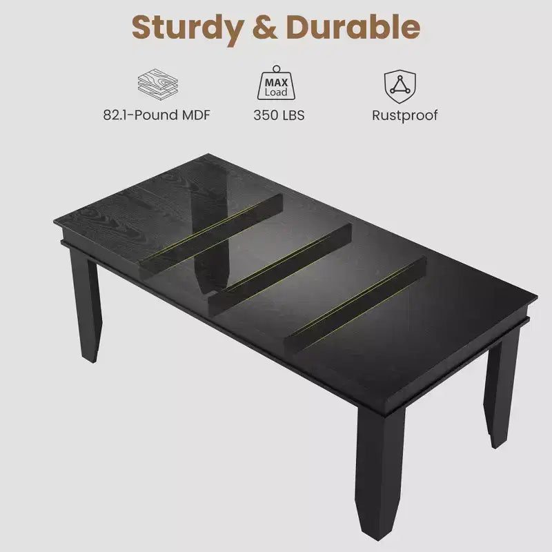 63 Farmhouse Dining Table for 4-6 People, Rectangular Wood Kitchen Table with Sturdy Wooden Frame, Large Dinner Table for Dining Room and Apartment