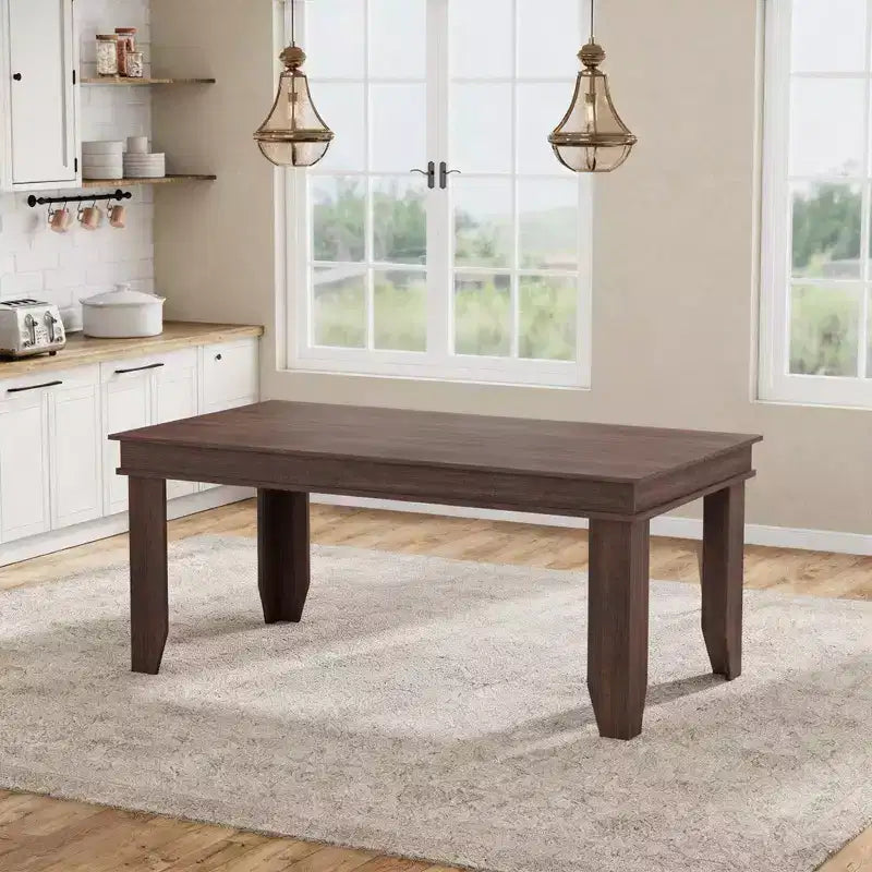 63 Farmhouse Dining Table for 4-6 People, Rectangular Wood Kitchen Table with Sturdy Wooden Frame, Large Dinner Table for Dining Room and Apartment